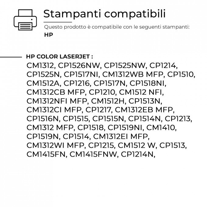 Toner HP CB541A-CE321A-CF211A Ciano Rigenerato Toner HP CB541A-CE321A-CF211A Ciano Rigenerato