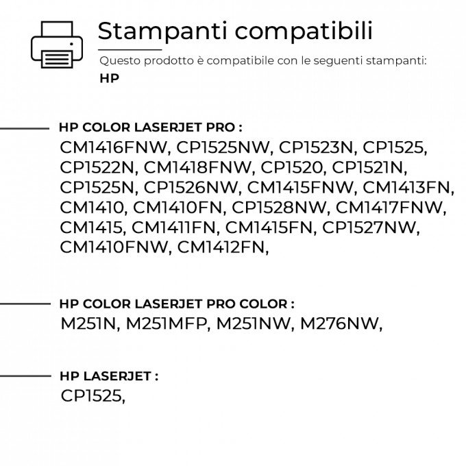 Toner HP CB541A-CE321A-CF211A Ciano Rigenerato Toner HP CB541A-CE321A-CF211A Ciano Rigenerato