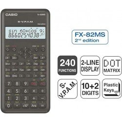 Calcolatrice Scientifica Casio FX-82MS 2a Ed. - Schermo LCD a 2 Righe - 240 Funzioni Integrate - 8 Memorie Variabili - Calcolo Percentuale - Alimentazione: 1 Batteria AA Calcolatrice Scientifica Casio FX-82MS 2a Ed. - Schermo LCD a 2 Righe - 240 Funzioni Integrate - 8 Memorie Variabili - Calcolo Percentuale - Alimentazione: 1 Batteria AA