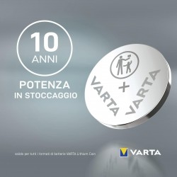 Batteria VARTA CR2025, confezione 2 pile in Litio a Bottone, Piatta, Specialistica, 3 Volts, Diametro 20mm, Altezza 1,6mm Batteria VARTA CR2025, confezione 2 pile in Litio a Bottone, Piatta, Specialistica, 3 Volts, Diametro 20mm, Altezza 1,6mm